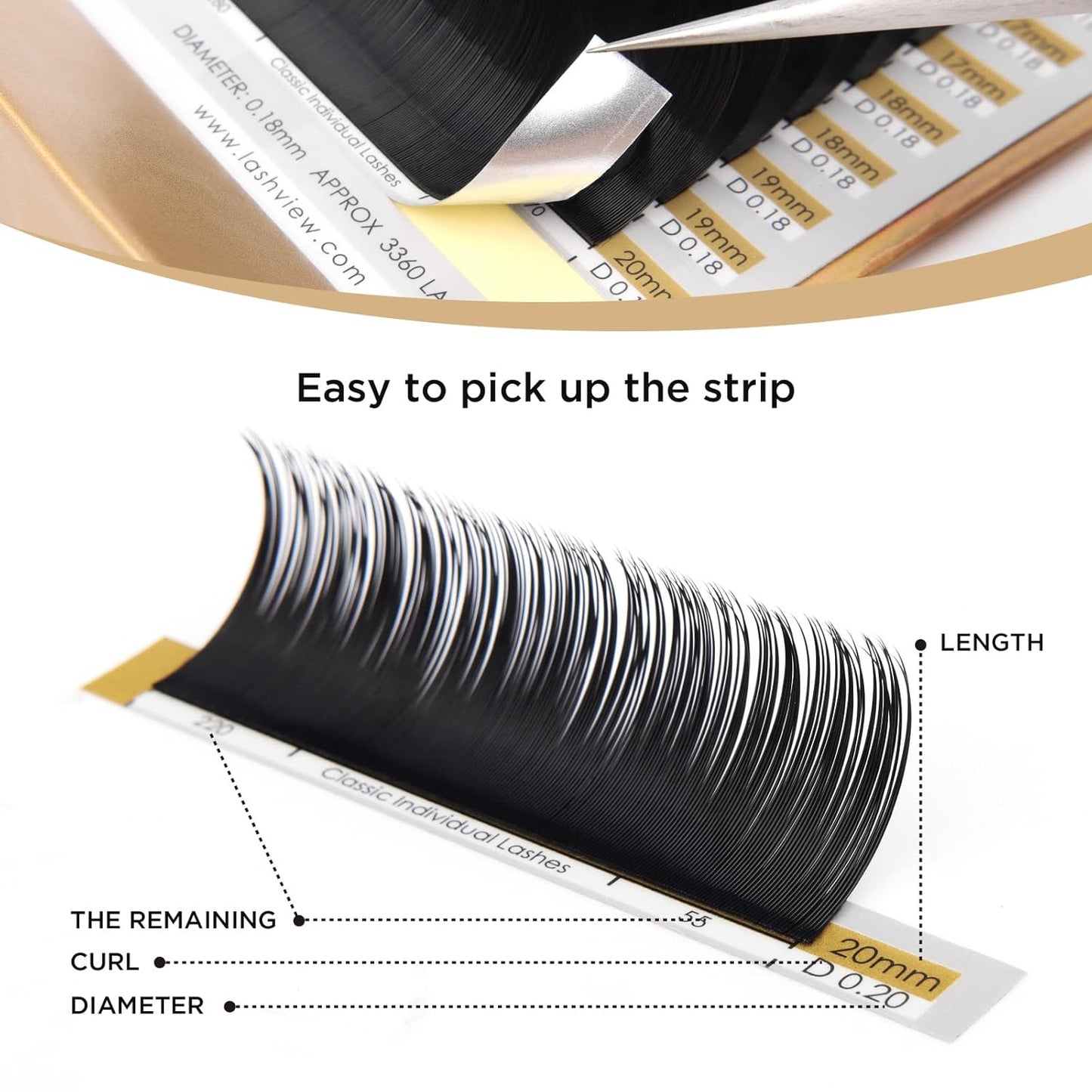 LASHVIEW 0.20 Thickness Eyelash Extensions C Curl 9mm Silk Mink Fake Natural Thick Lashes Individual Semi-Permanent Eyelashes Silk lashes (Salon Use)