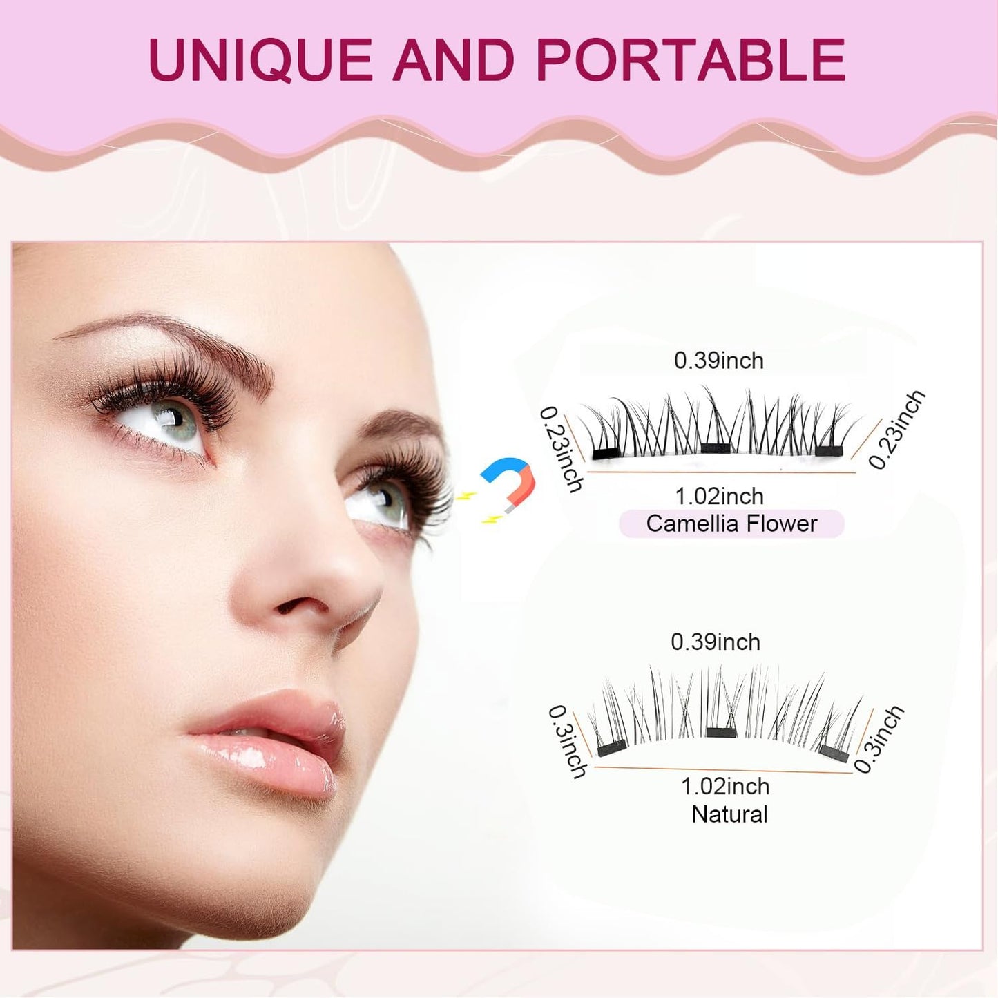 Ginani Magnetic Lashes,Magnetic Eyelashes with Applicator,2025 New Reusable Magnetic Lashes Natural Look No Glue or Liner Needed(Camellia+Devil)