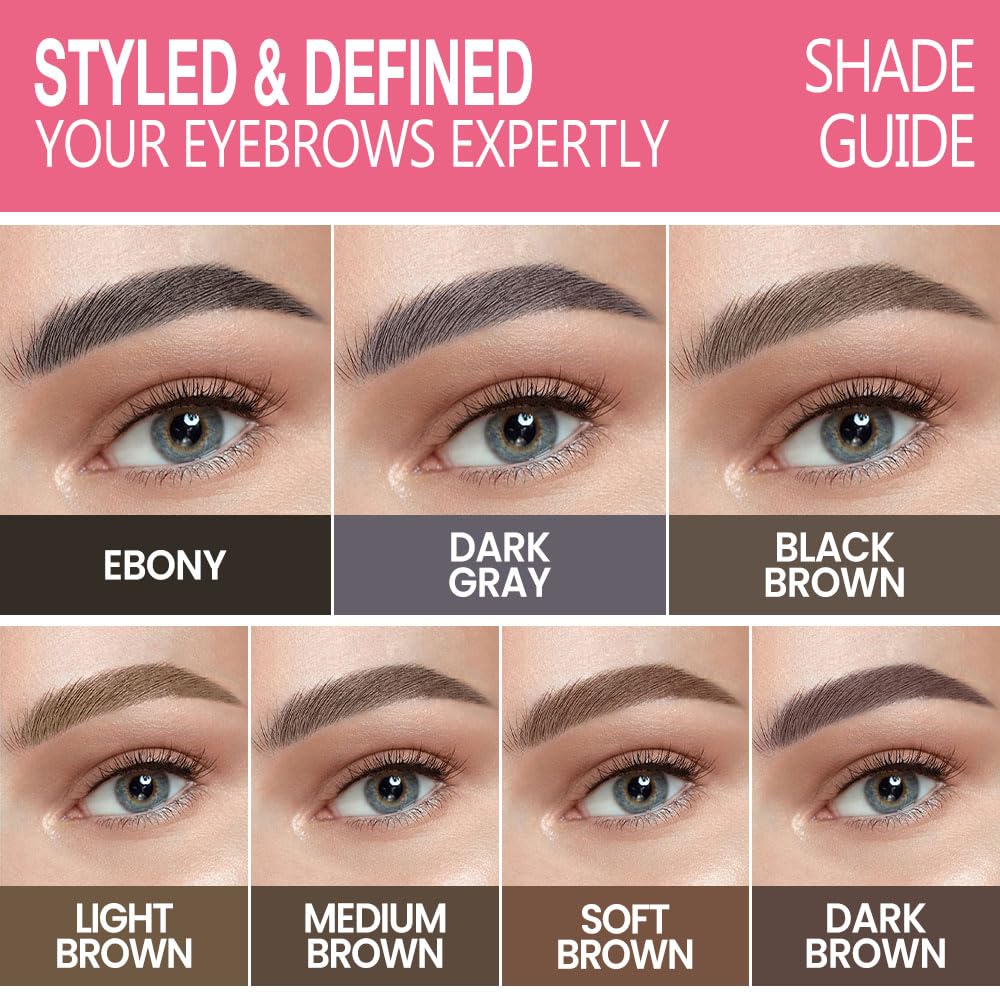 Waterproof Eyebrow Pencil, Professional Makeup Micro Brow Pencil, Double-ended ultra-fine eyebrow pencil, Ultra-Fine Mechanical Pencil (1, 02#Dark Gray)