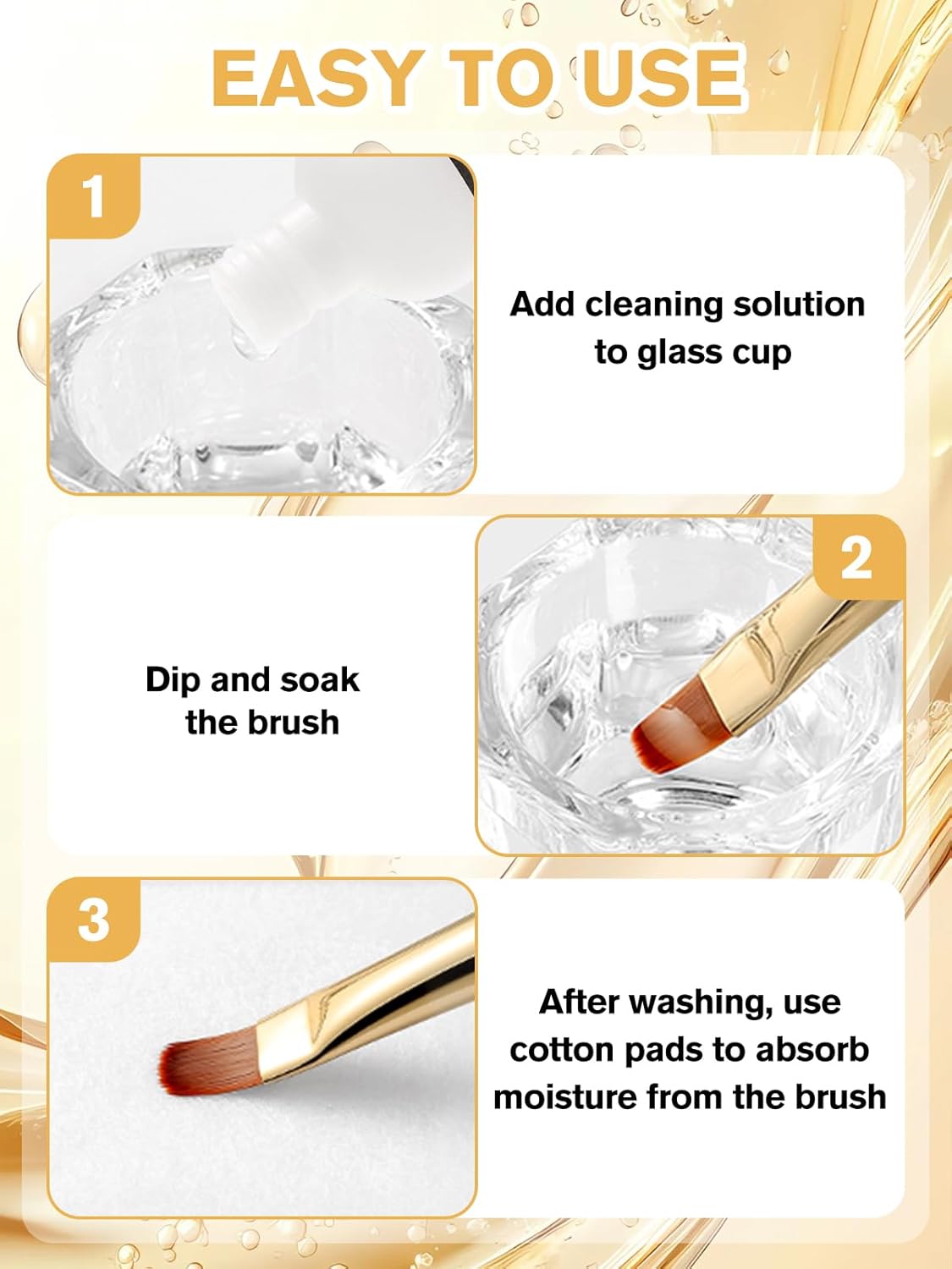 EBANKU 120ml Acrylic Nail Brush Cleaner, 3 in 1 Nail Art Brushes Conditioner Nail Brush Clean Solution Quickly Clean for Solid Gel Polish/Nail Extension Gel