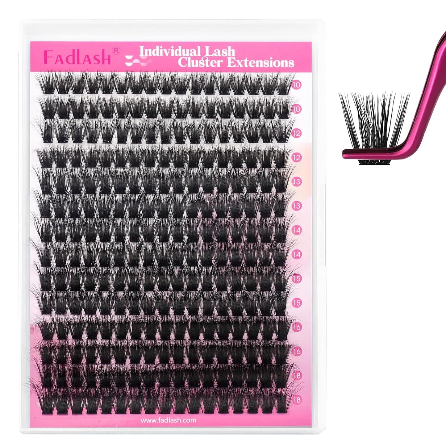 Lash Clusters 280pcs 80D 10-18mm Cluster Lashes Mixed Tray 3D Effect Volume Individual Lashes Cluster Eyelash Extensions Fluffy Soft D Curl DIY Lash Extension Kit at Home (80D-0.07-D,10-18mm)