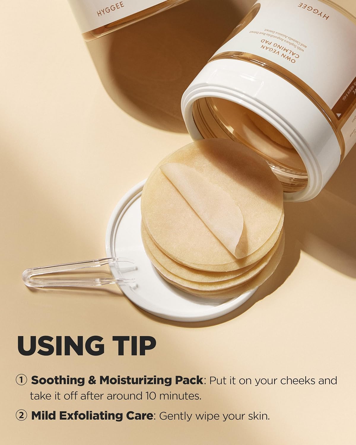 Own Vegan Calming Pad - Cotton Facial Toner Pads with Sophora Flavescens Extract - Calming, Exfoliating and Moisturizing, 70 sheets