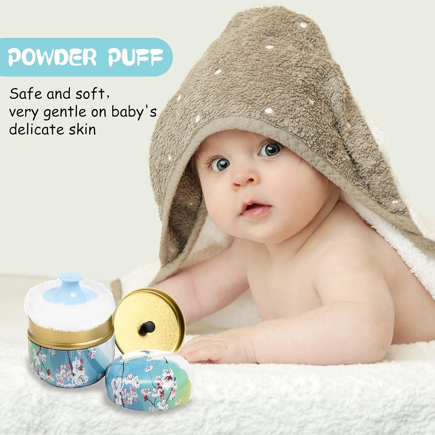 WEMEGA Body Powder Case with Powder Puff Powder Container Tea Box for Baby and Women Powder Puff and Powder Case for Travel (Spring1)