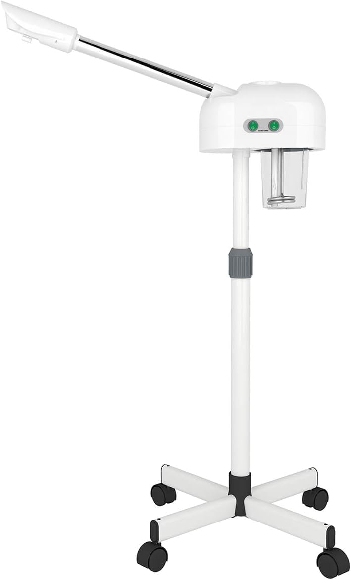 Professional Facial Steamer, Hot Mist, Ozone Humidifier, Can Use at Home and Beauty Salon, Extract Blackheads, Rejuvenate and Hydrate Your Face Skin for Youthful Complexion (Button)