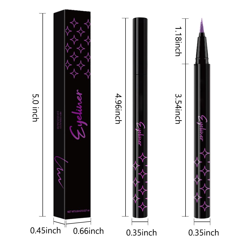 Violet Purple Metallic Glitter Liquid Eyeliner Pen – Long-Lasting Sparkly Waterproof Eyeliner for Women & Men – Tattoo-Effect Eye Makeup for Parties – Delineador Líquido con Brillo 05