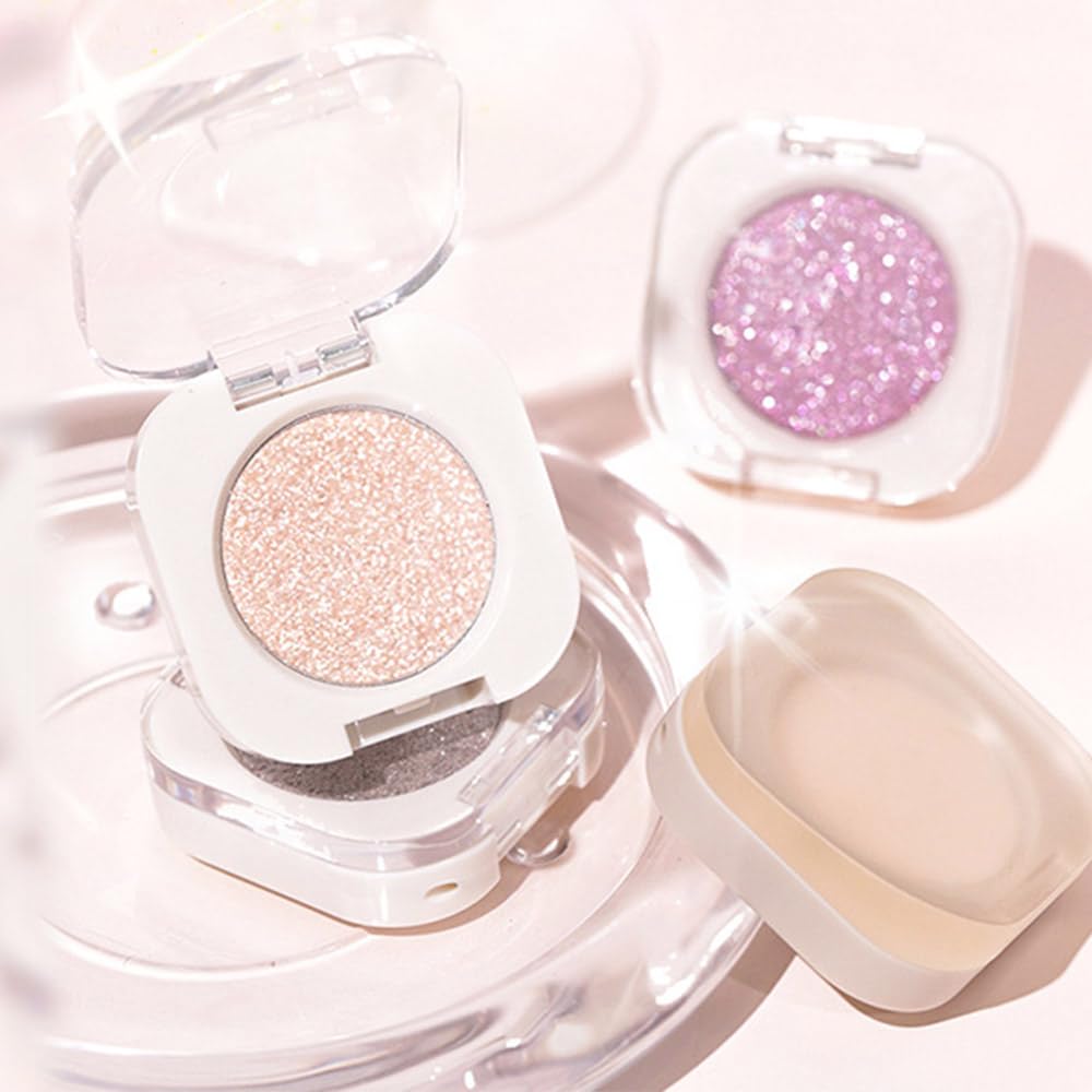 Single Purple Shimmer Sparkly Eyeshadow,Bright Intense Monochrome Eye Shadow,Apply Makeup Easily,Matte Pressed Powder Single Eyeshadow,24 Hour Eye Makeup Longwear Waterproof