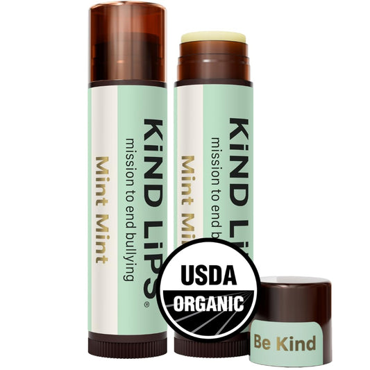 Kind Lips Mint Mint Lip Balm 2-Pack - USDA Organic, Extra Minty Cooling Chapstick Alternative | Gluten-Free, Cruelty-Free