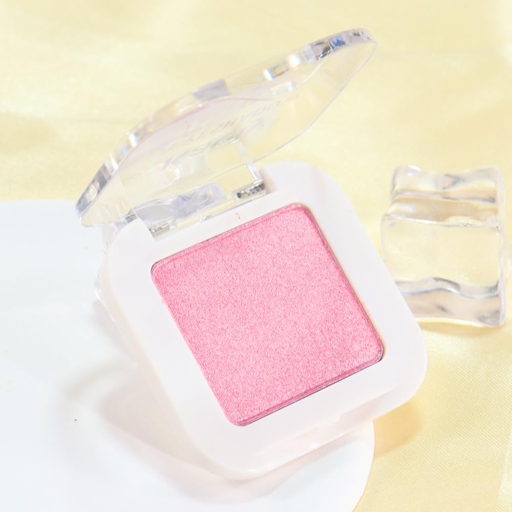 Pink Shimmer Single Eyeshadow Palette - Mini Eye Shadow in Pink | Shimmer & Glitter Makeup for Women | Highly Pigmented, Blendable Monochrome Powder Eye Shadow | Girls Eyeshadow Palette Gift