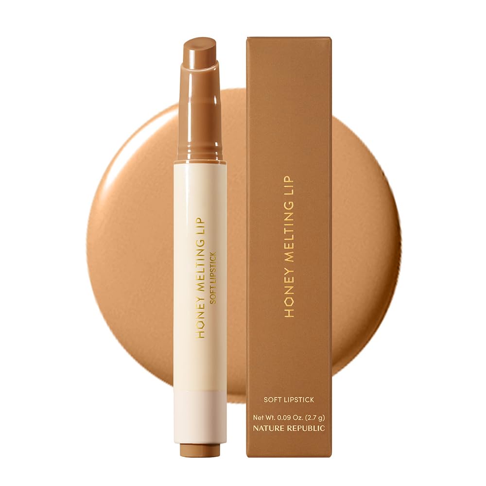 Nature Republic HONEY MELTING LIP (00 CHAI MILK TEA) SOFT LIP STICK Hydrating Gloss, Moisturizing balms, Sheer tint, Shine & Nude, Glowy Finish, korean make up