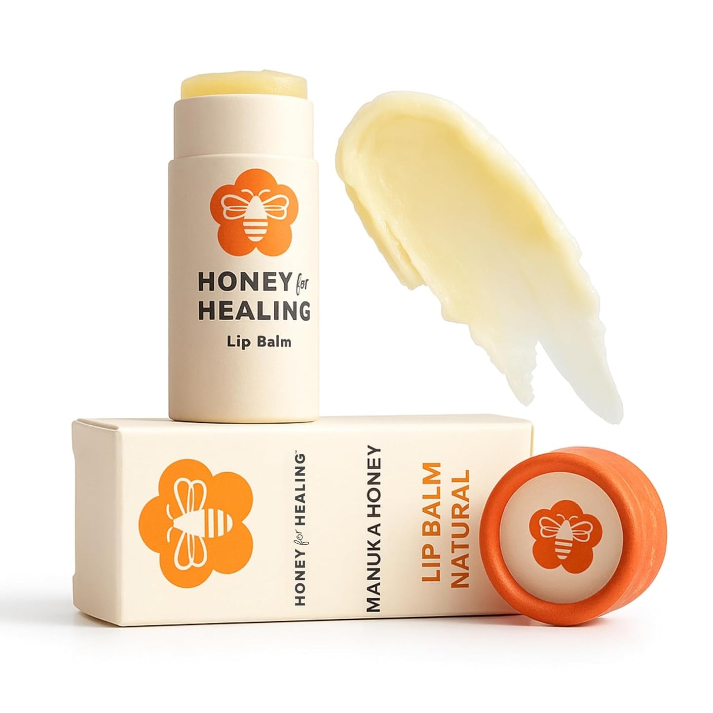 Manuka Honey Lip Balm 15+ UMF – Ultra-Hydrating Formula with Beeswax, Castor Oil & Organic Coconut Oil | 12+ Hour Moisture | Eco-Friendly Recyclable Tube | 0.25 oz / 7 g (Natural)