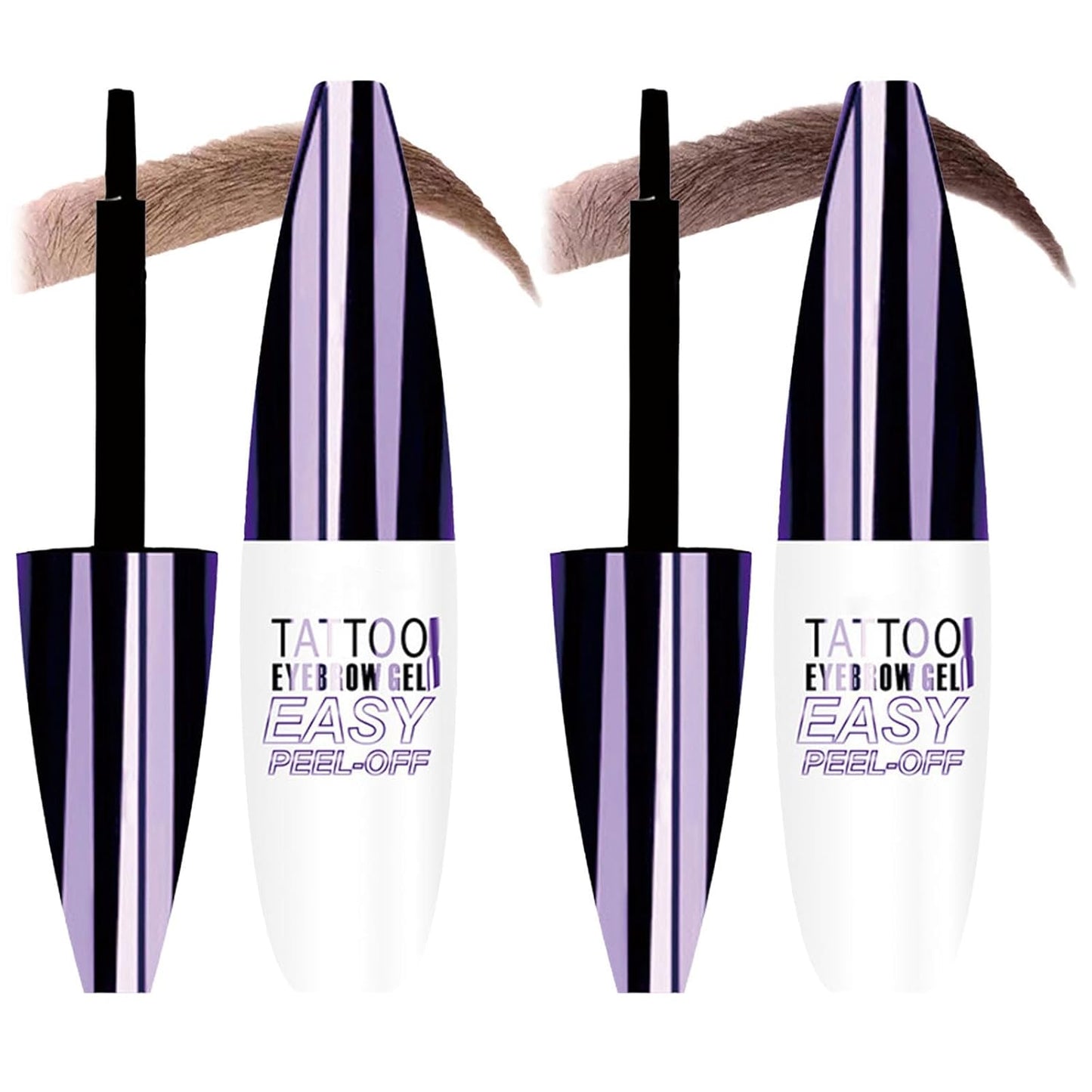 Tattoo Eyebrow Gel Easy Peel Off, Peel Off Eyebrow Tint, Easy Peel off Eyebrow Gel, Peel Off Eyebrow Tint, Waterproof & Sweatproof for All Skin Types (#2 Medium Brown + #3 Dark Brown)