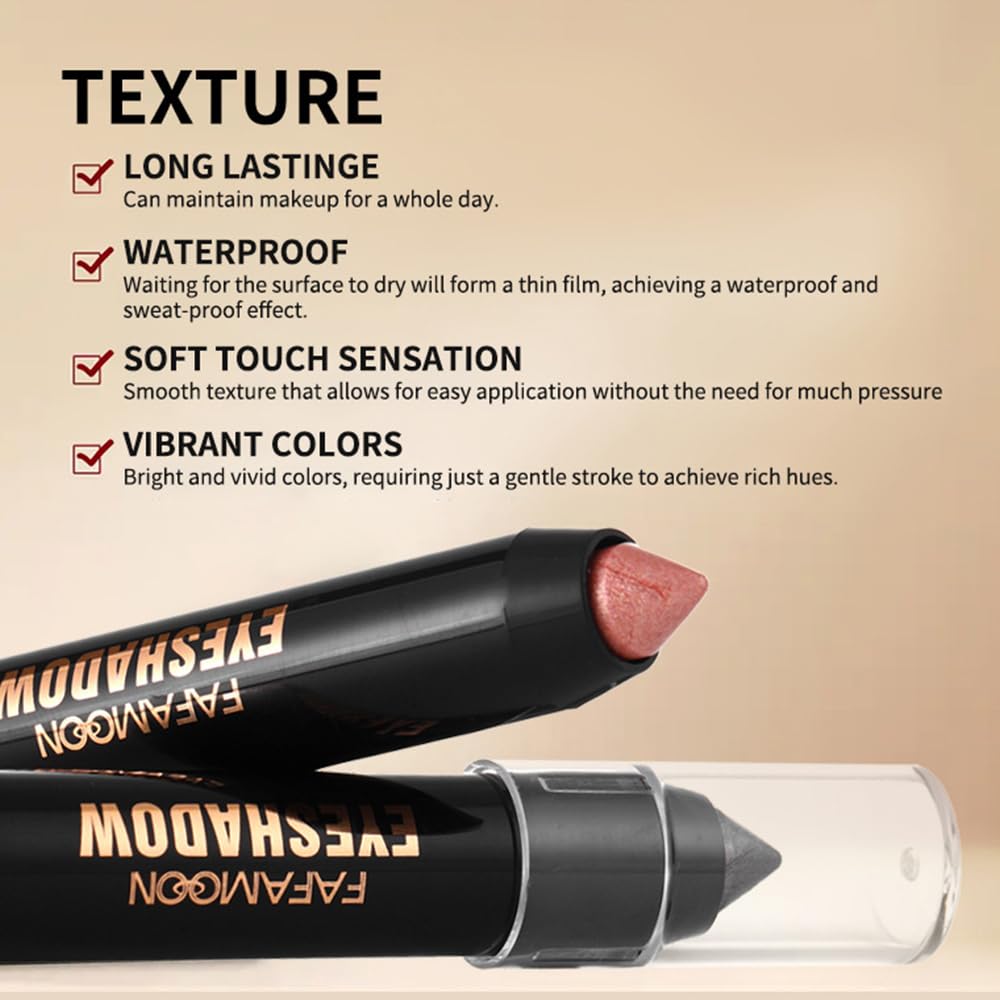 Monochrome Cream Glitter-Shimmer Eye Shadow Stick Palette makeup | 2-in-1 Eyeshadow & Eyeliner Pencil for Women | Waterproof, Vegan & Cruelty-Free | Sombras Para Ojos | 04 Shimmer Pink