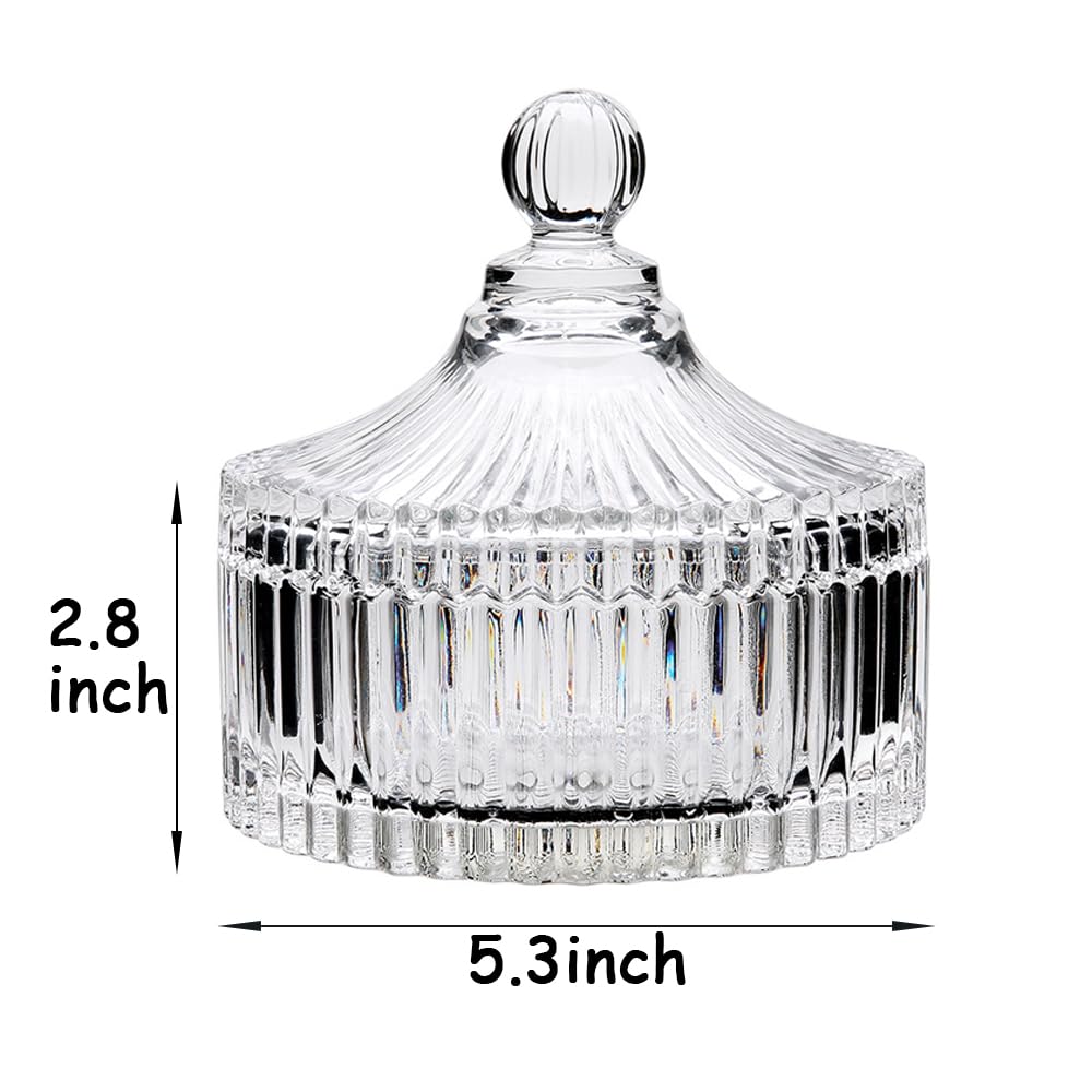 2 Pack Extra Large 5.2" Beige Powder Puffs and 5.3" Glass Container – Oversized Soft Body & Face Large Powder Puff Dusting Powder Jar Holder Case(Clear Glass)