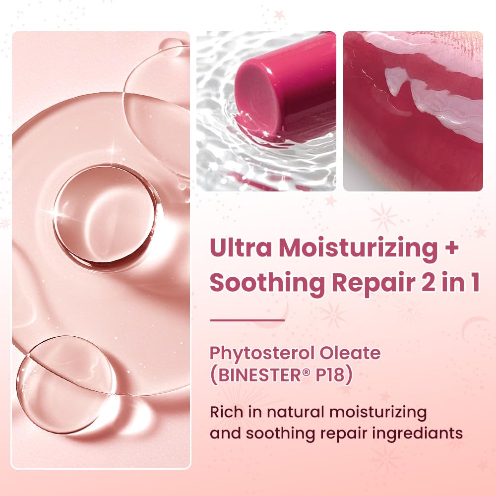 CATKIN Glossy Lip Balm Ultra Hydating Glow Lip Tinted Jelly Plump Melting Balm Shea Butter Repair Soothing For Dry Lips Dewy Finished 0.12 oz C06 BLOSSOM