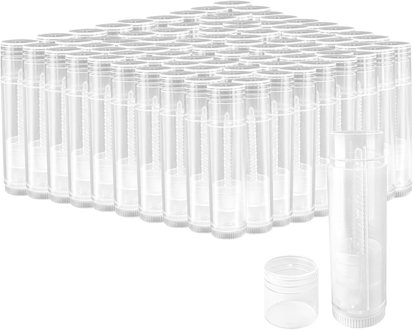 Empty Lip Balm Tubes for DIY Lipstick with Leak-proof Caps, 100-Pack Lip Balm Containers BPA Free, White