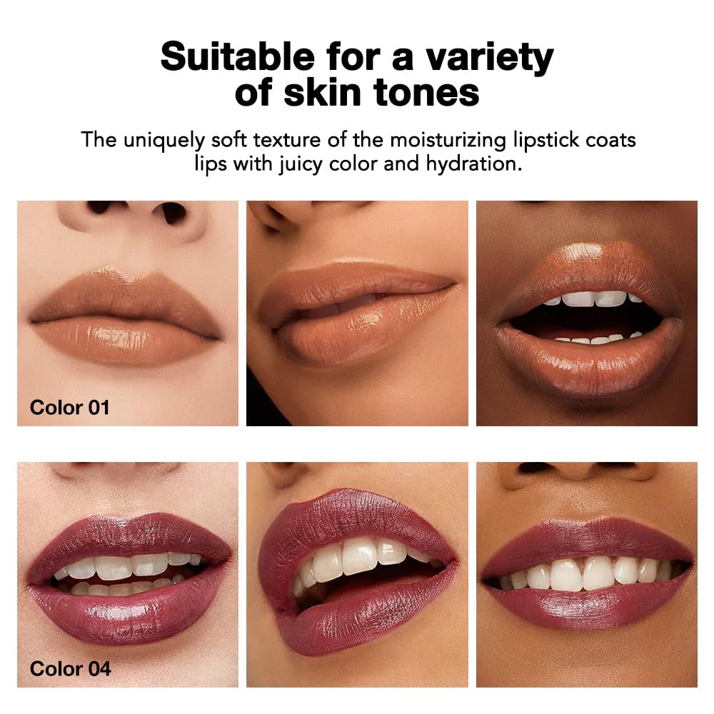 2Pcs Tinted Lip Balm Moisturizing Lipstick – Waterproof Hydrating Matte Lip Balm for Women, Creamy Natural Color Stain for Dry Lips, Soft Matte Finish (1# Warm Orange Nude Brown & 4# Mauve)