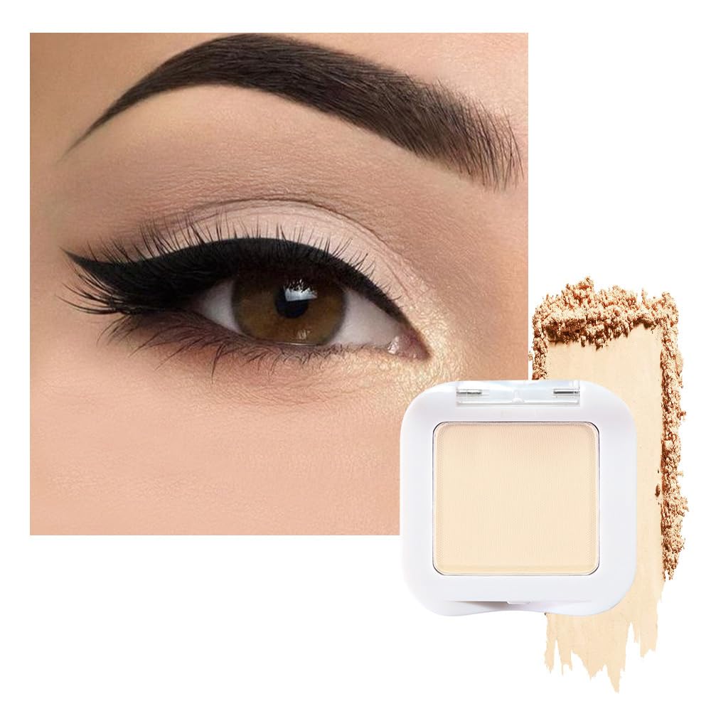 evpct Matte Nude Beige Mini Single Eyeshadow Palette, French Anilla Nude Natural Cream Matte Eye Shadow Palette Makeup Singles for Older Women Eyes, High Pigment Long Lasting Monochrome Eyeshadow