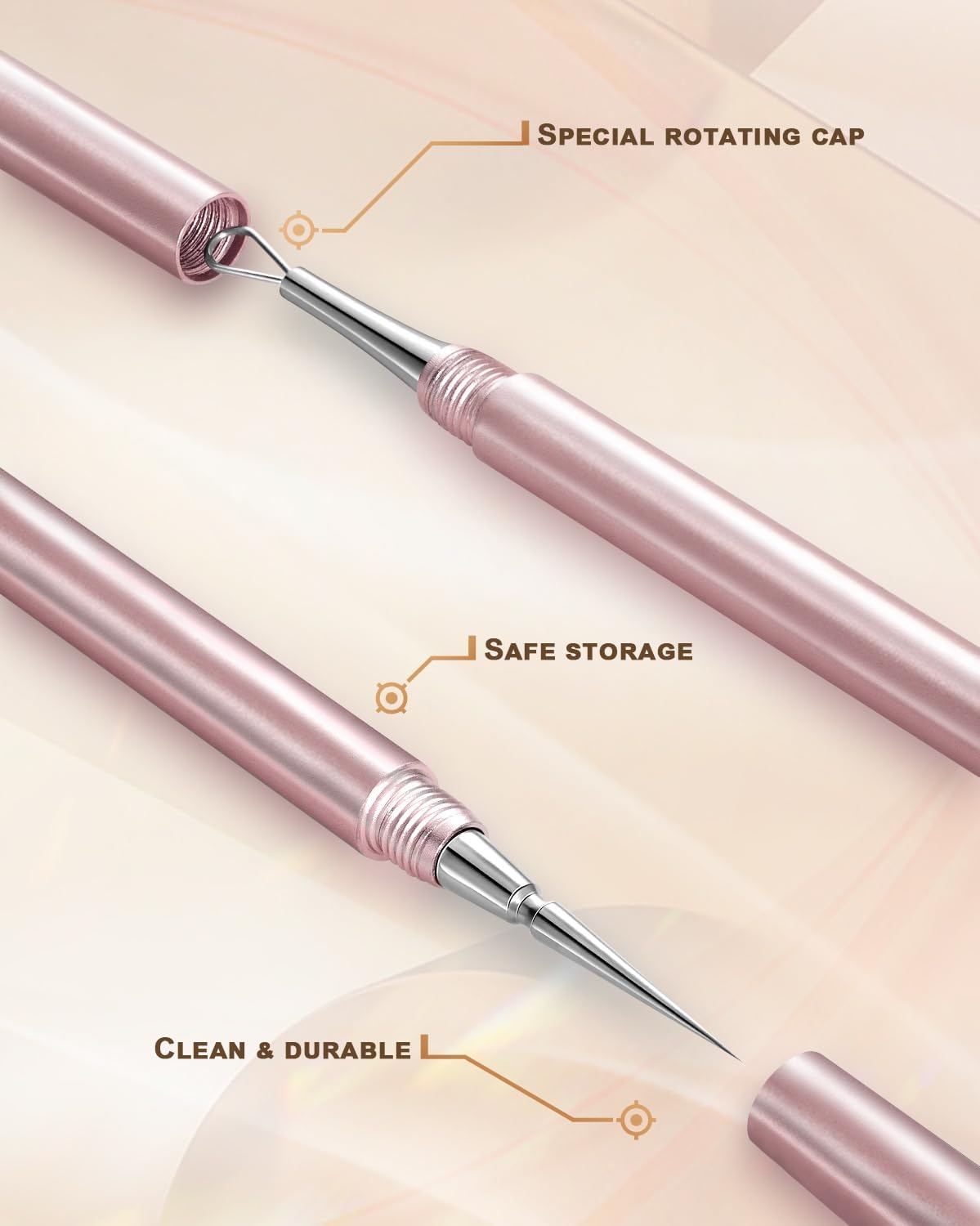 SGNEKOO Professional Facial Milia Removal Tool and Whitehead Extractor,Titanium Alloy Double Ended Needle and Steel Tweezers Kit,Blackhead,Blemish,Zit and Pimple Acne Remover Popper (Stainless Pink)