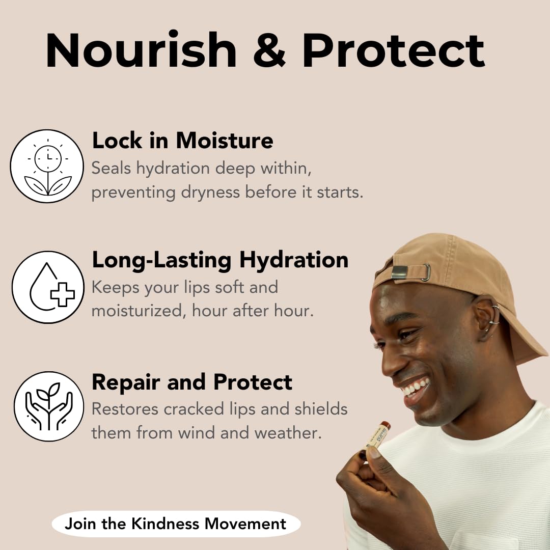 Kind Lips Georgia Peach Lip Balm 2-Pack - USDA Organic, Natural Chapstick Alternative for Dry Lips | Gluten-Free, Cruelty-Free