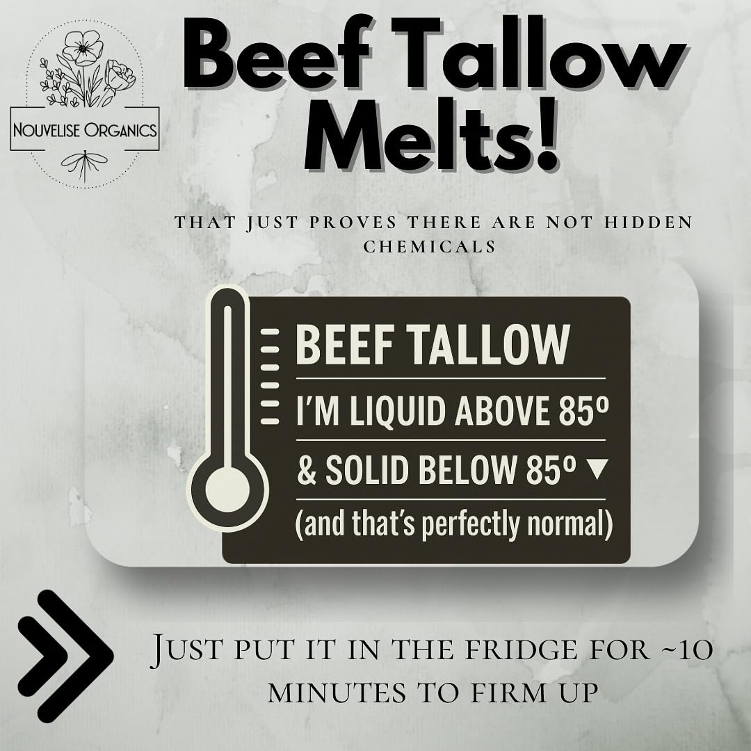 Tallow Lip Balm | 100% Organic Tallow, Organic Beeswax, Jojoba, and Shea Butter | Moisturizing Lip Care for Dry, Chapped Lips | Handcrafted in USA - Unscented