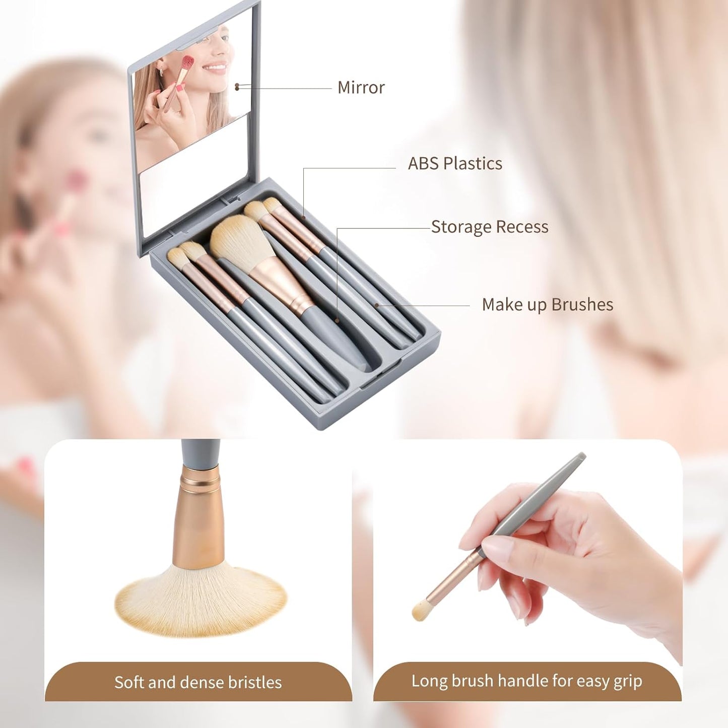 Travel Makeup Brush Set, travel make up brushes sets mini eye shadow kits small size eyeshadow case eyes makup brushed makeuo soft brushs basic cosmetic profesional tools (Sky Blue)