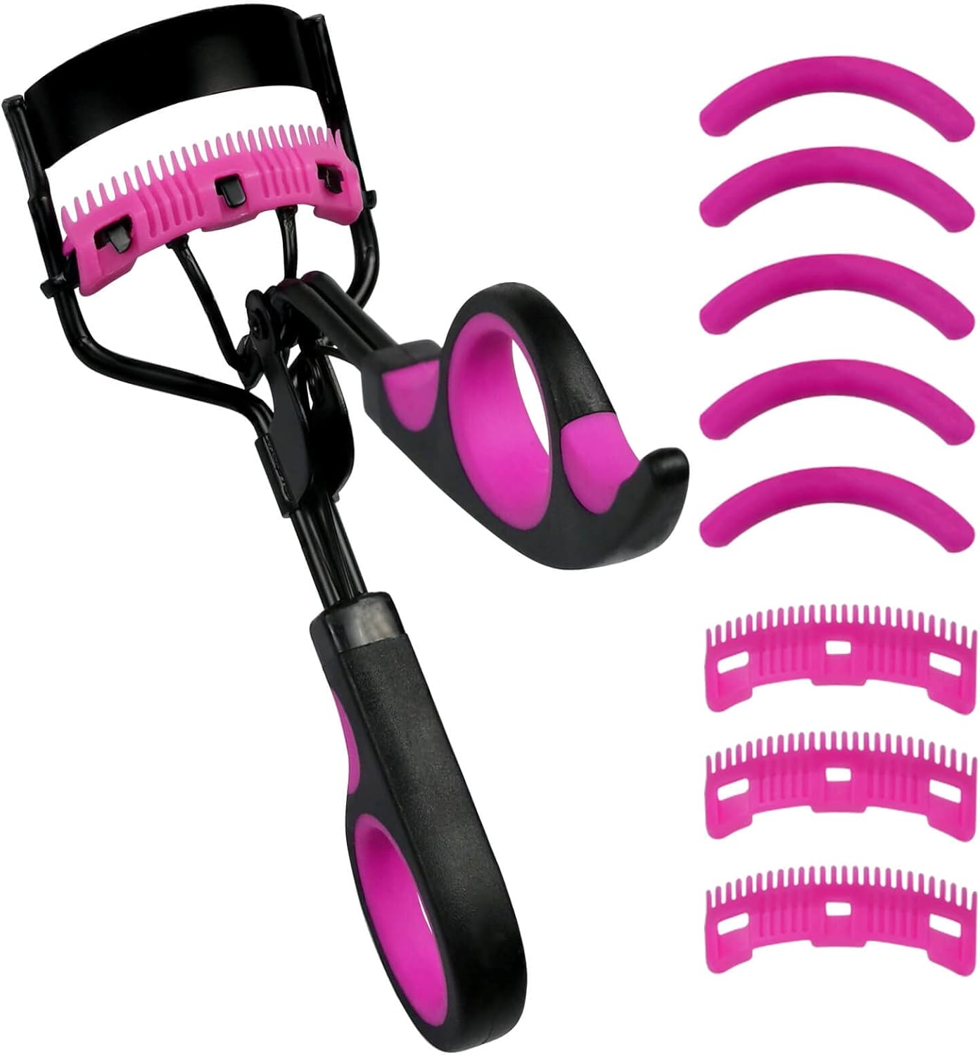 Eyelash Curlers with Comb IMMER LIEBEN Lash Curler with 5 Replacement Refills, 3 Combs, 10 Seconds Curl and Lifted Lashes Black and Purple
