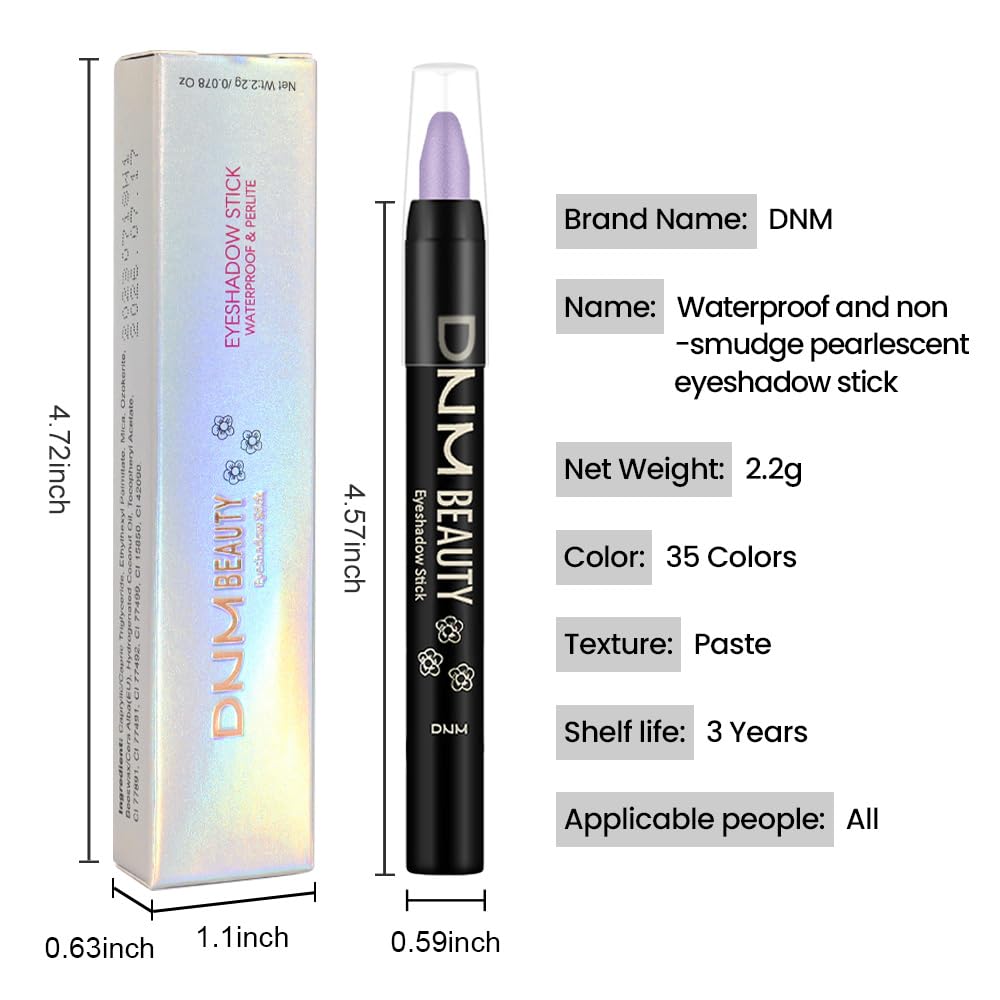 evpct Purple Shimmer Cream Eye Shadow Brightener Sticks Set for Eyes, Purple Shimmery Pencil Eye shadow Applicator Stick Pen Palette Makeup Waterproof sombras en crema para ojos 33#