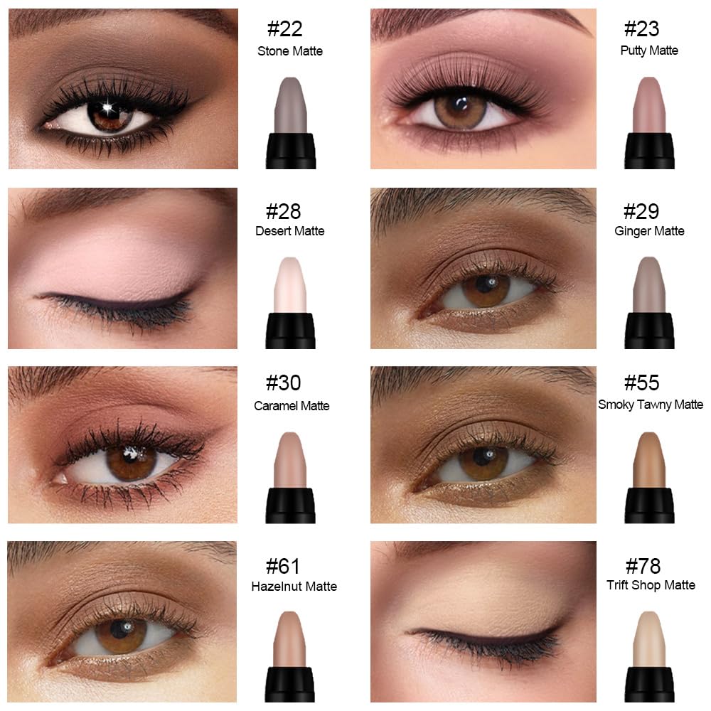 Kaely 8Pcs Cream Eye Shadow Sticks Set, Matte Eyeliner Pencil Eyeshadow Palette Makeup, Eye Highlighter Brightener Stick for Older Women Waterproof Pigmented, sombras para ojos, New-12