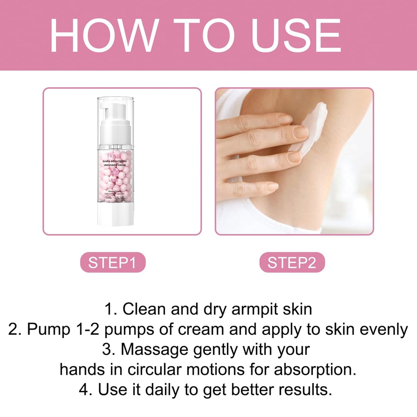 2PCS Gluta Brightening Booster Cream, Underarm Brightening Cream, Brightening Booster Sakur Pearl Capsules,Body Care Cream,Exfoliating Body Gel For Women