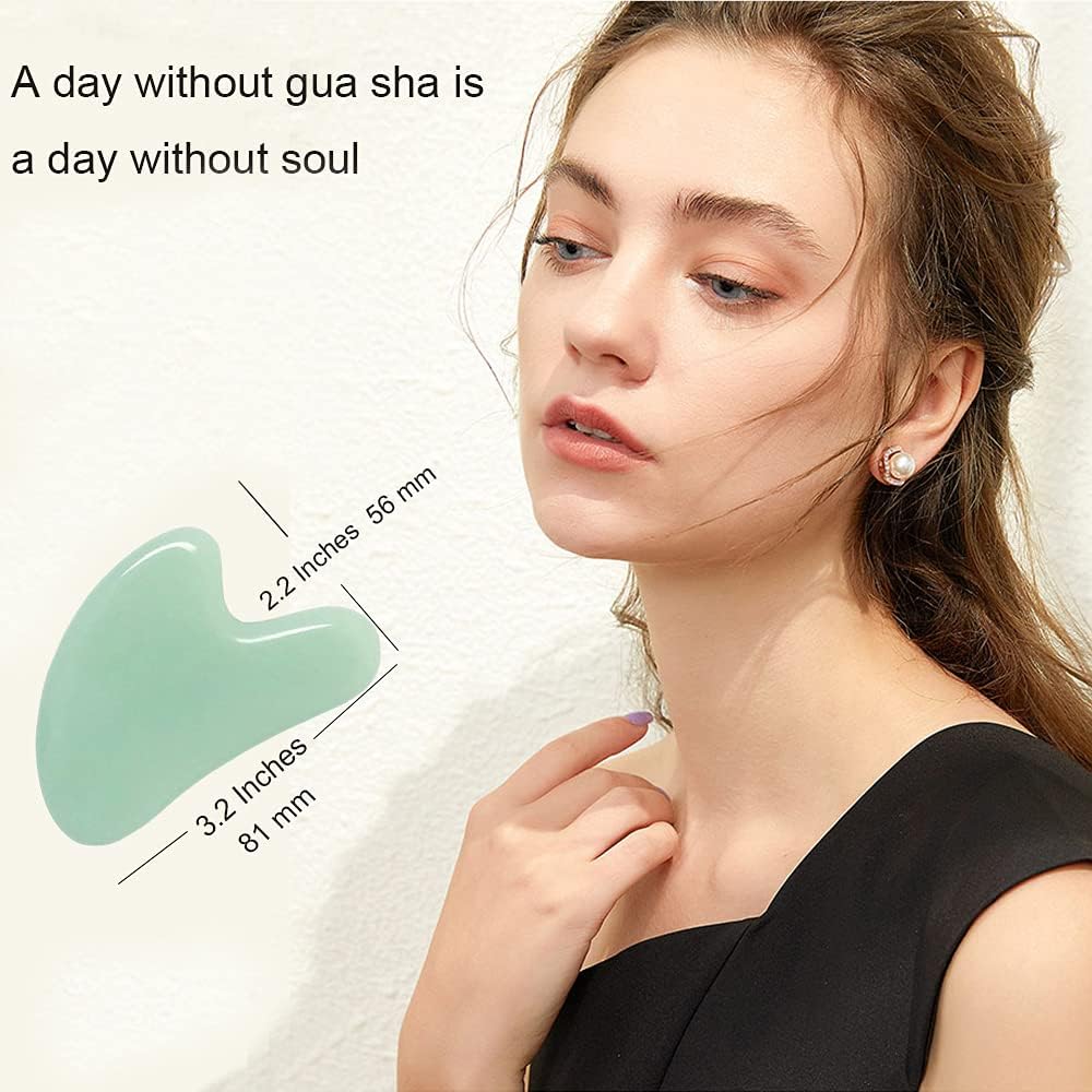 Ditind Gua Sha, Jade Stone Gua Sha Massage Tool, Guasha Tool for Face and Body Skin Massage. Gua Sha Set for Toxins Prevents Wrinkles for SPA Acupuncture, Therapy Trigger Point Treatment.