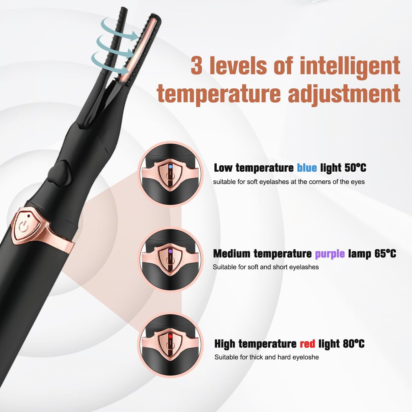 Heated Eyelash Curler, 2 in 1 Clip-Type Design, USB Rechargeable Electric Eyelash Curler, 3 Heat Modes, Natural Curling 24 Hours Long Lasting, Beauty Tools for Women (White)