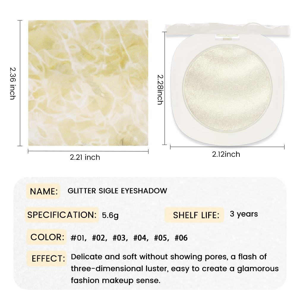 Champagne Rose Gold Shimmer Glitter Sparkling Monochrome Eyeshadow Palette,Metallic Single Eye Shadow for Older Women,Long Lasting Naturing-Looking Eye Makeup