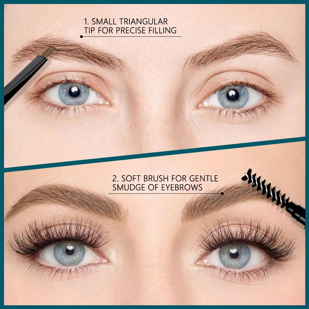 5 Pcs Waterproof Professional Makeup Micro Brow Pencil, Dark Coffee Brow Kit with Eyebrow Brush,Ultra-Fine Mechanical Pencil, Eyebrow Pencils for Women, (C05#Dark Coffee, 5Pcs)