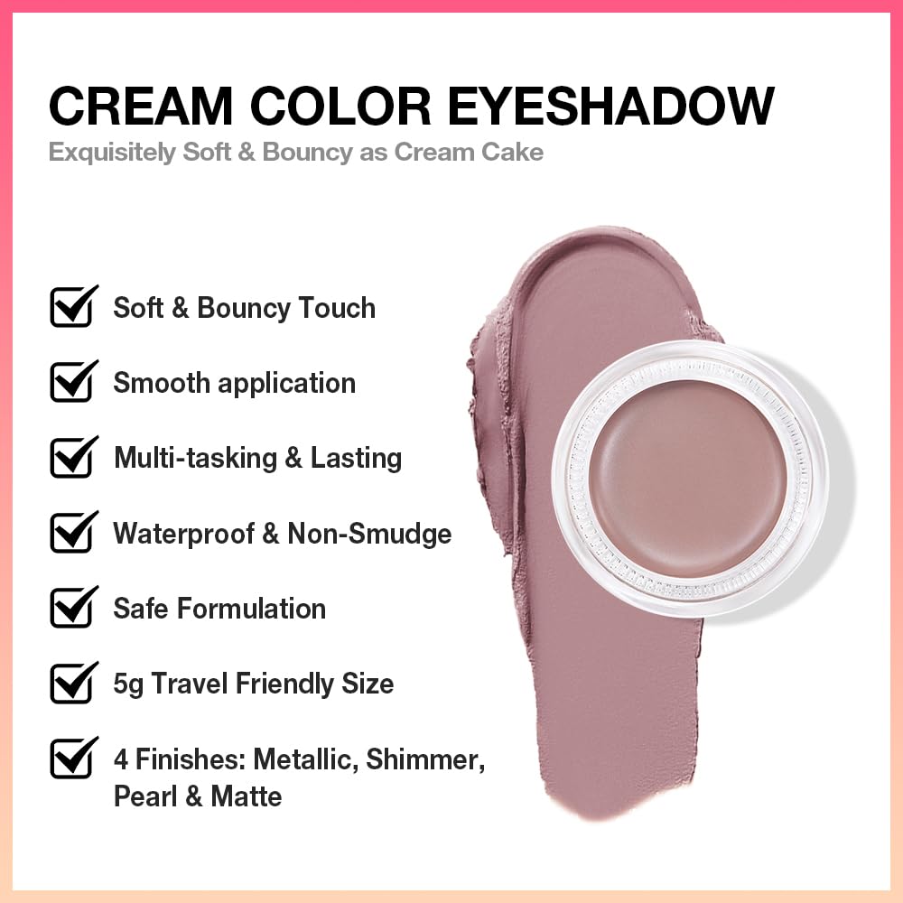 Single Cream Putty Matte Eyeshadow Palette Makeup, Natural Single Mini Instant Holographic Eyeshadow For Older Women, Sombras Crema Para Ojos, Talc, Paraben & Cruelty Free, 23