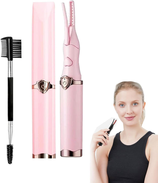 Peshoriadm Eyelash Curler, 2-in-1 Electric Heated Eyelash Curler, 3 Temperature Modes, USB Rechargeable Eyelash Styling Tool,Natural Curling for Women Makeup Tools (Pink)