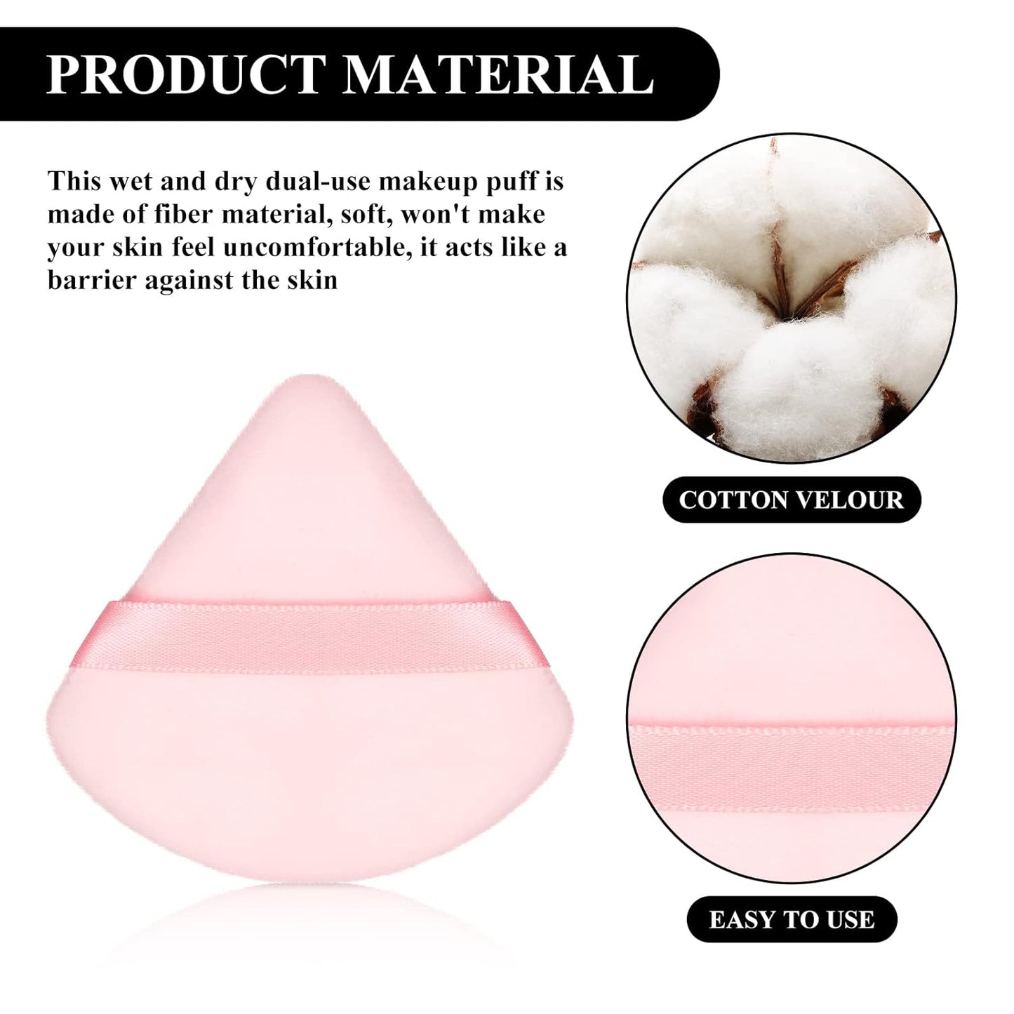 Maitys 12 Pieces Powder Puff Triangle Face Makeup Cosmetic for Loose Powder Soft Body Washable Reusable Foundation Sponge Mineral Wet Dry Makeup Tool for Women(Small,Black, White, Pink)