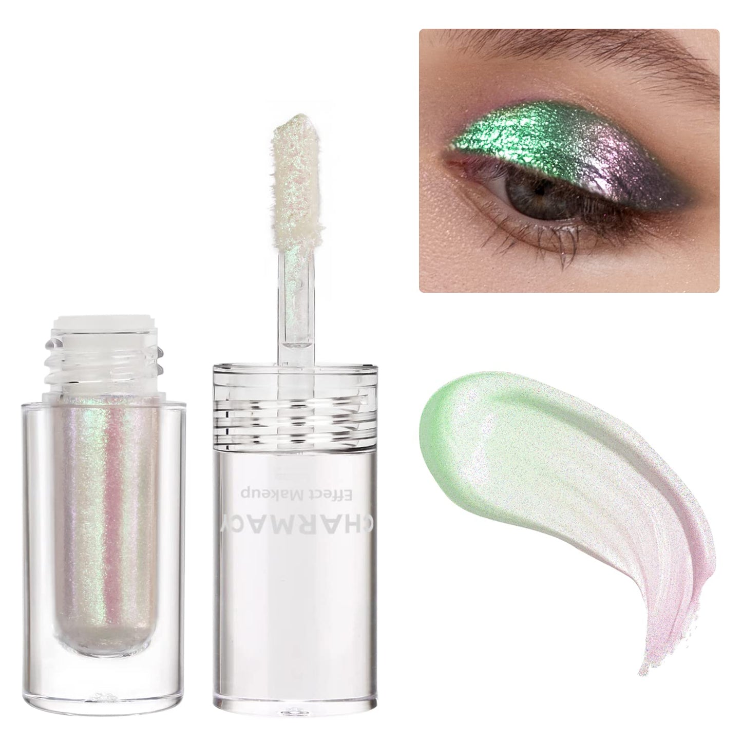 CHARMACY Liquid Duochrome Eyeshadow, Multi-Dimensional Eye Looks, Long Lasting Glitter Eye Shadow Sets Metallic Pigments, Quick Drying, Sparkling Shiny Eye Makeup for Beginners, 1.6g (#14)