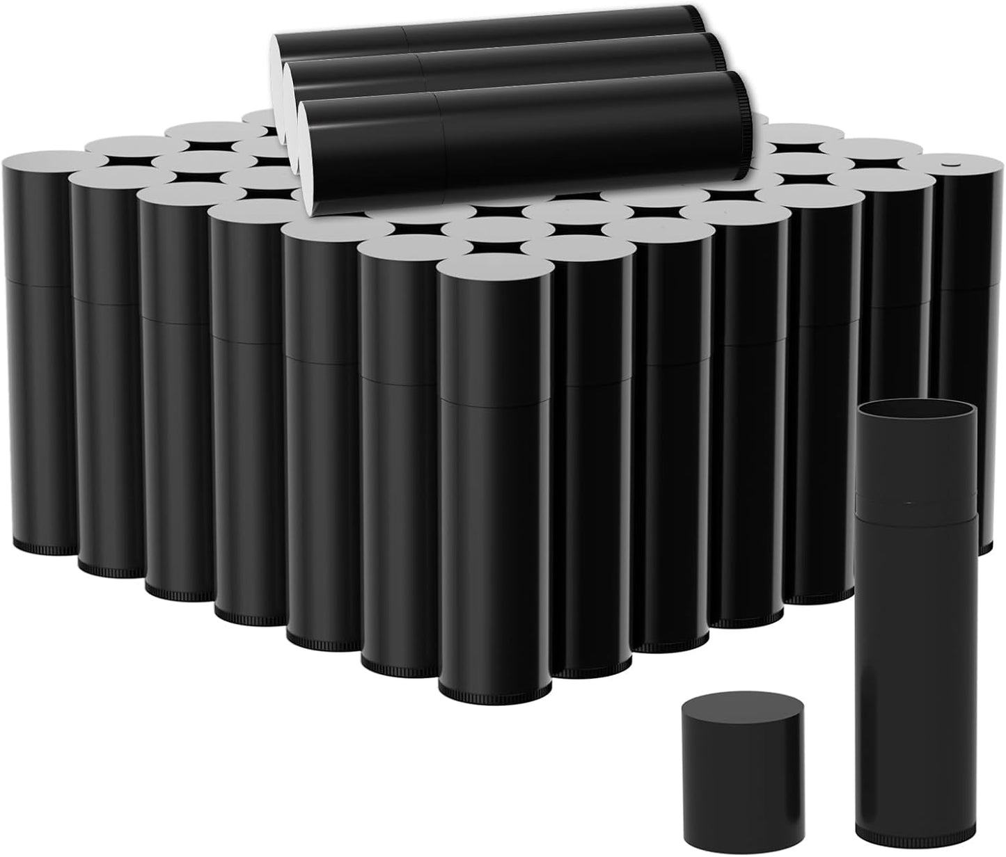 Empty Lip Balm Tubes for DIY Lipstick with Leak-proof Caps, 100-Pack Lip Balm Containers BPA Free, Black