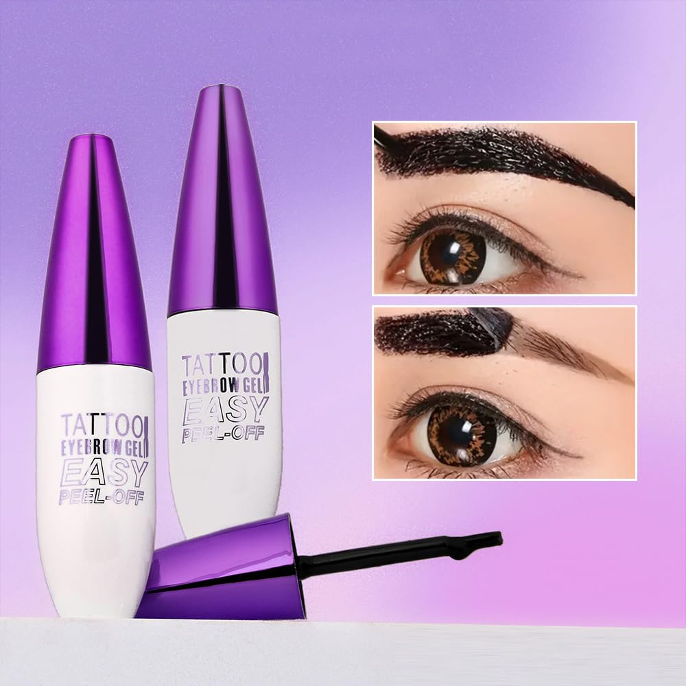 2Pcs Light Brown Peel Off Brow Tint Gel - Waterproof & Sweatproof Tattoo Effect, Transfer-Resistant Multi-Day Wear, All Skin Types Mother’s Day Gift Set