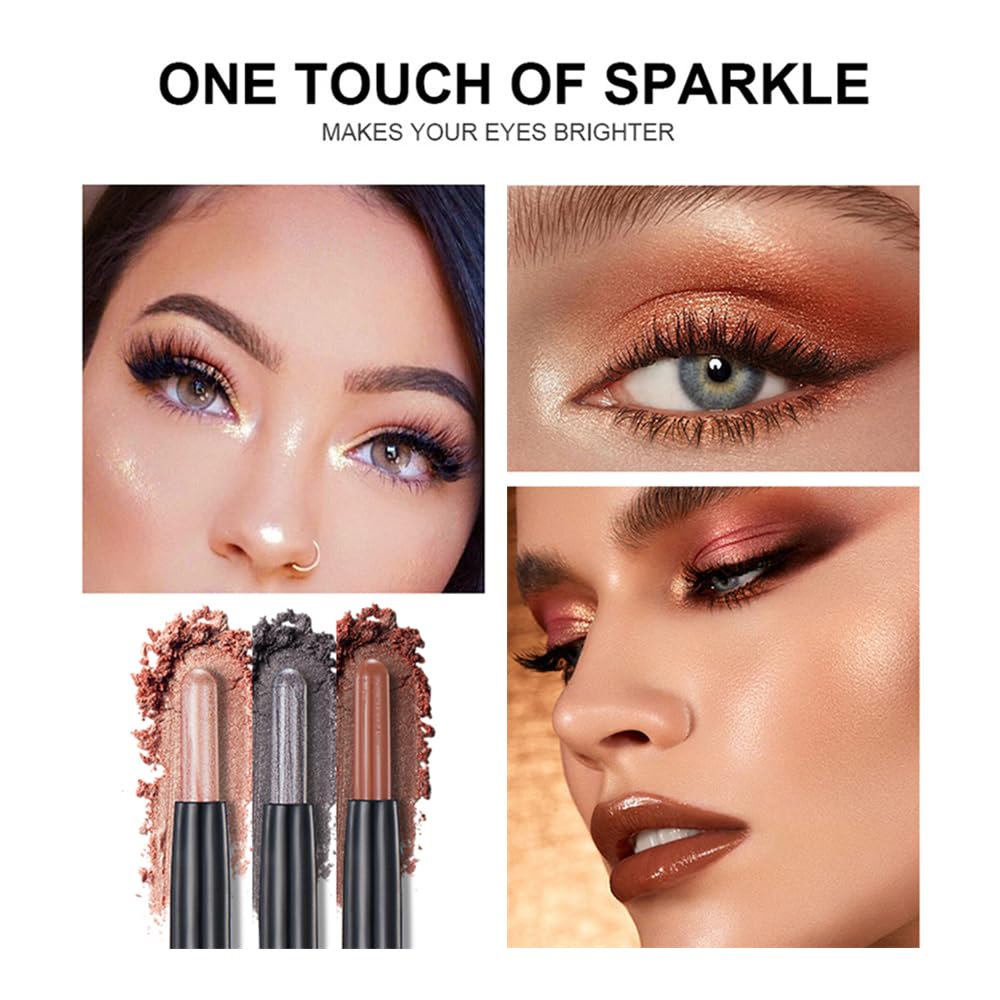 Light Gold Eyeshadow Stick Makeup, Cream Shimmer Eye Shadow Pencil, Hypoallergenic Waterproof Long Lasting Crayon, Smooth Glitter Primer Palette Eyeliner Make up