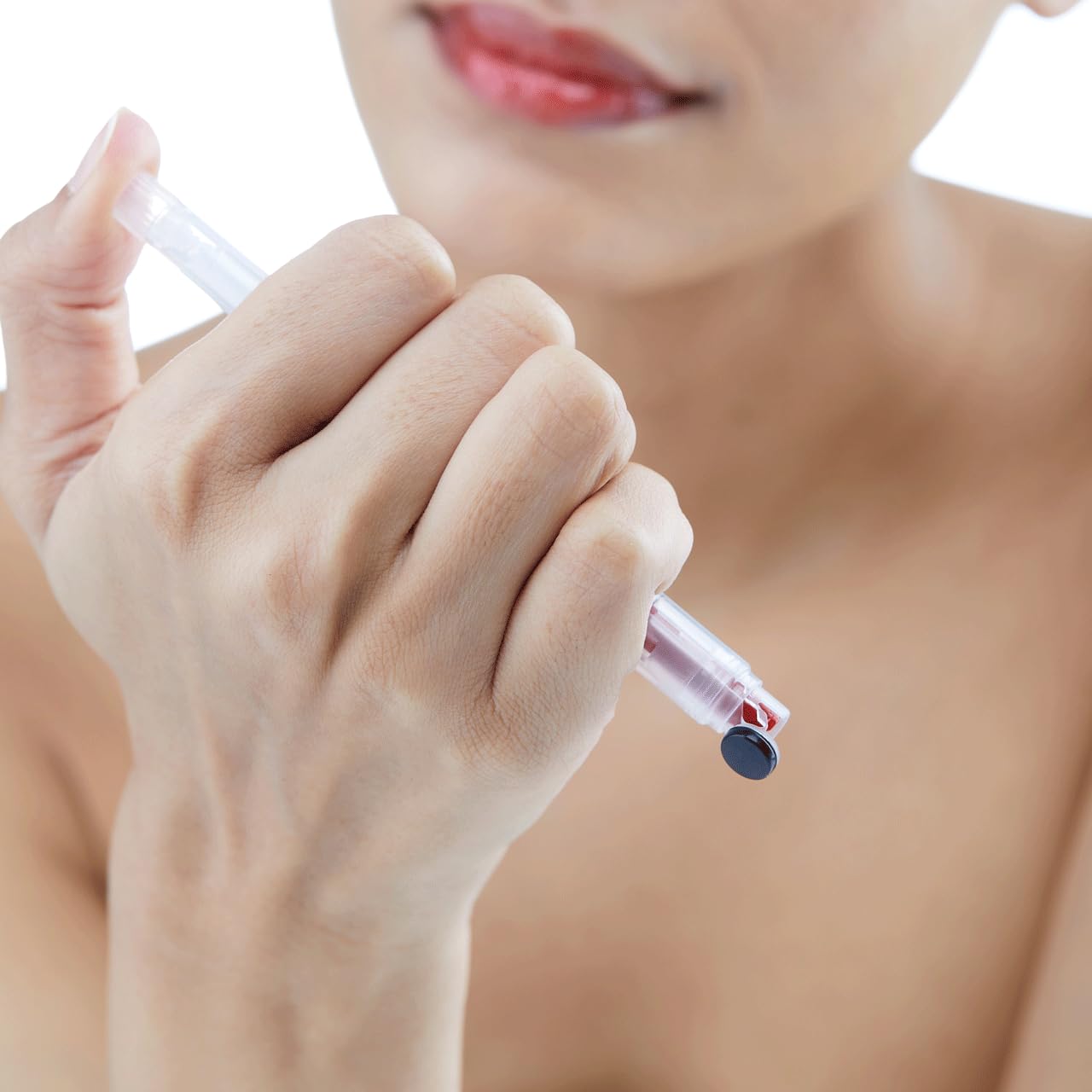 One-Touch Retractable Tinted Lip Balm, Moisturizing Lip Gloss with Menthol (Berry Coral) Korean Lip Care