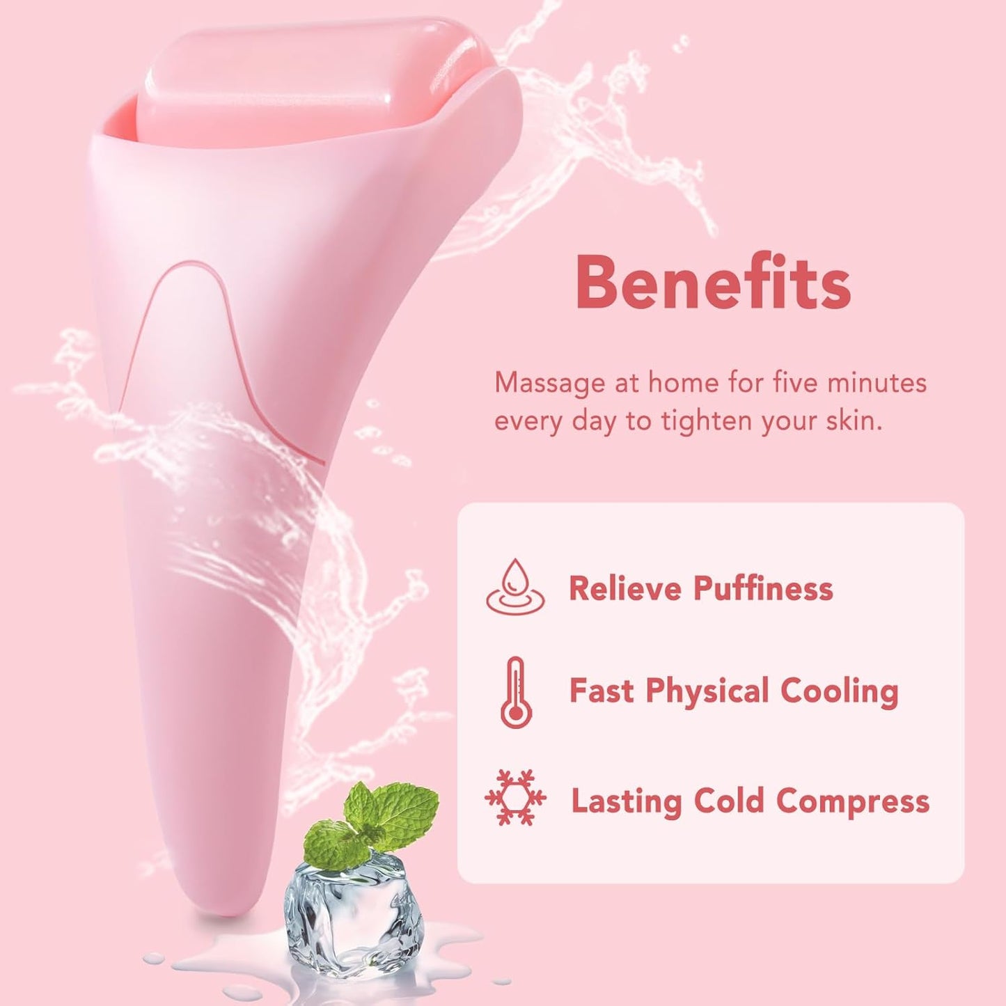 huefull Ice Roller for Face Women, Skin Care Set & Ice Face Roller，Self Care Gifts for Women,Reduces Puffiness and Wrinkle, Facial Massager Tool & Spa Pink Gifts