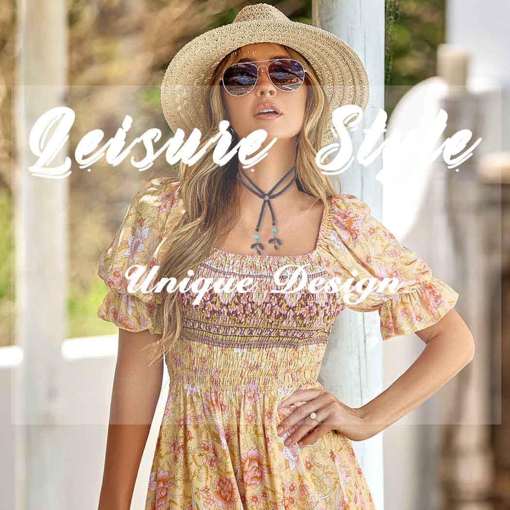 Y2K Necklace Puffy Turquoise Beaded Necklaces Pendant Boho Necklace Leather Choker Wrap Necklaces Jewelry for Women