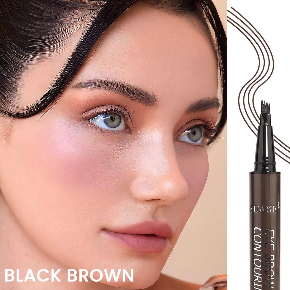 Eyebrow Ink Pencil by Brow Stylist -Micro 4 Point Brow Pen Lift & Snatch Eyebrow Pen Kits,Long-Lasting Waterproof Natural Eyebrow Hair (B-1Pc 04# Gray)