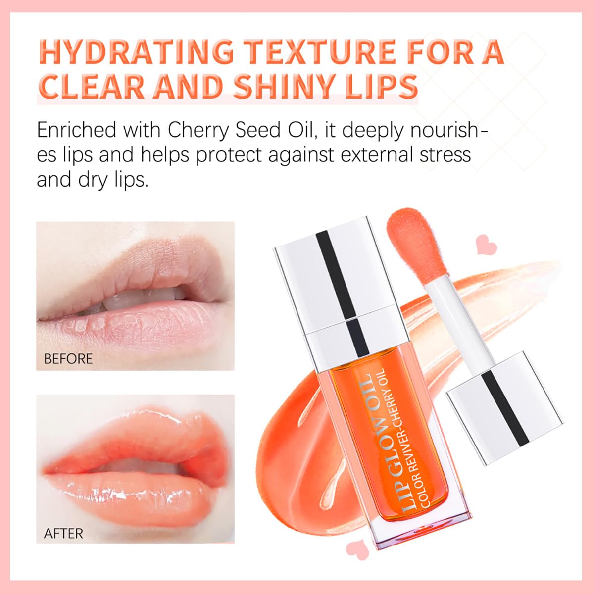 Hydrating Lip Glow Oil Moisturizing Plumping Lip Tint Lip Gloss Transparent Lip Balm Long Lasting Nourishing Repairing Lightening Lip Lines (012#+015#)