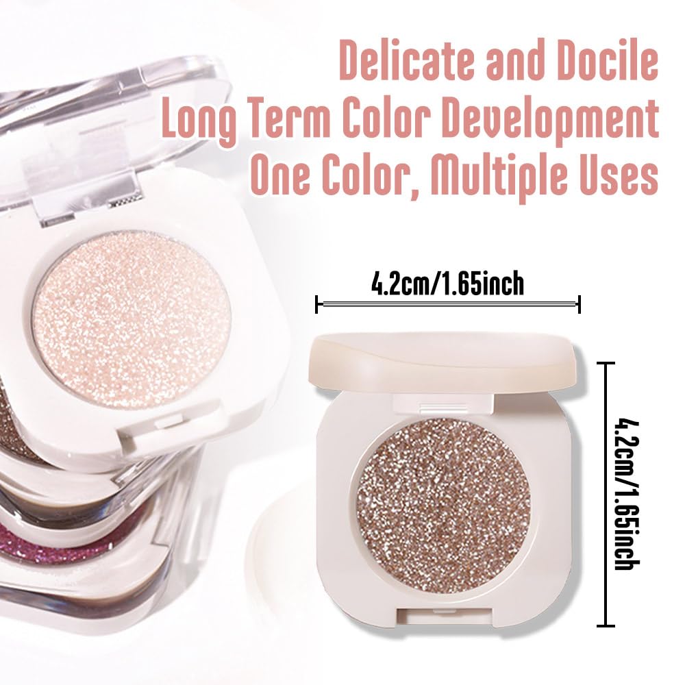 Monochrome Glitter Eyeshadow - Nude Gold Brown Shimmer Eye Shadow, Talc-Free, Paraben-Free, Cruelty-Free, Long-Lasting Single Eyeshadow Palette for Everyday & Special Occasions 10#