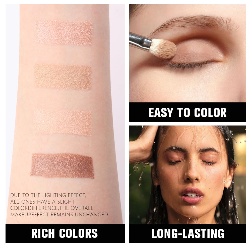 evpct Eyeshadow Quad Palette, Rose Gold Bronze Nude Pink Mink Mauve Glitter Shimmer Metallic Matte High Pigment Mini Eye Shadow Palette Makeup for older Women, Smudge Proof Vegan Cruelty-free Decadent