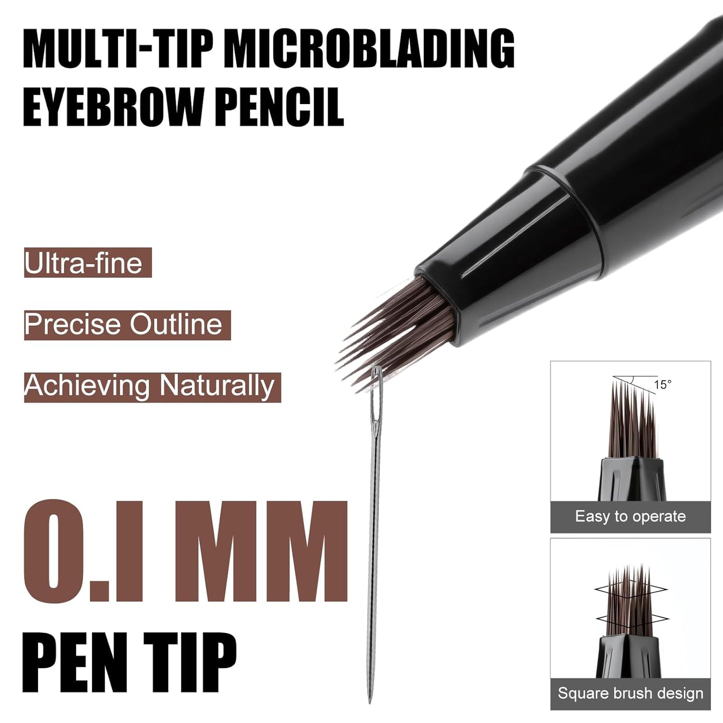 Eyebrow Pen,Angled Brow Brush,Eyebrow Pencils for Women,Natural Brow Pen,Hair-Like Strokes, 24hrs Long-Lasting,Waterproof, Smudge-Proof, Easy to Use,Multiple Uses,Gifts for Her, Dark Brown