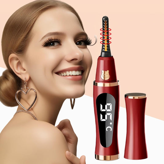 2025 Upgraded Heated Eyelash Curler – Fast 5s Heat-Up, USB Rechargeable Electric Eyelash Curler, 3 Temperature Modes, LED Display, Anti-Burn, 24H Long-Lasting Curl, Perfect Gift for Women (Red)