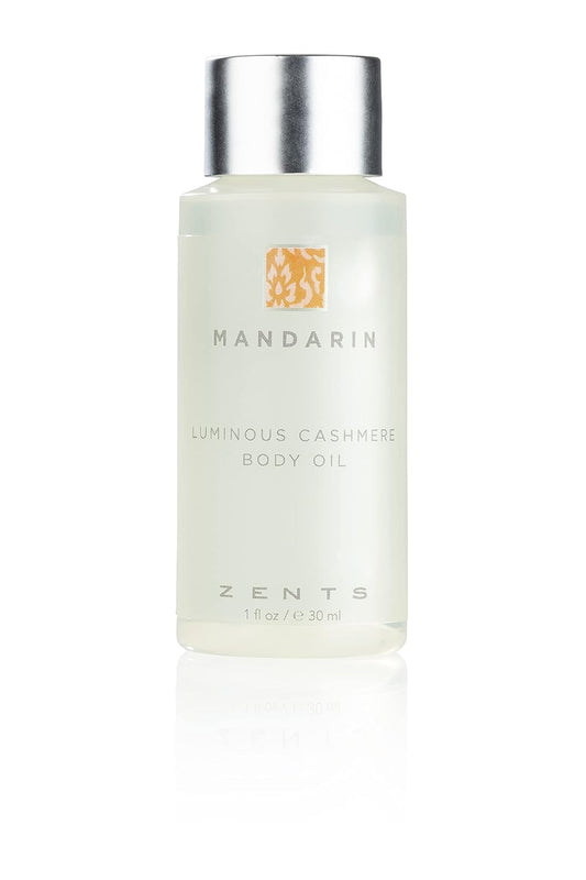 Zents Luminous Cashmere Body Oil (Travel Size - Mandarin Fragrance) | Moisturizing Body Oil with Vitamin E & Organic Coconut Oil | Softens & Smooths Skin | 1 fl oz | TSA Approved